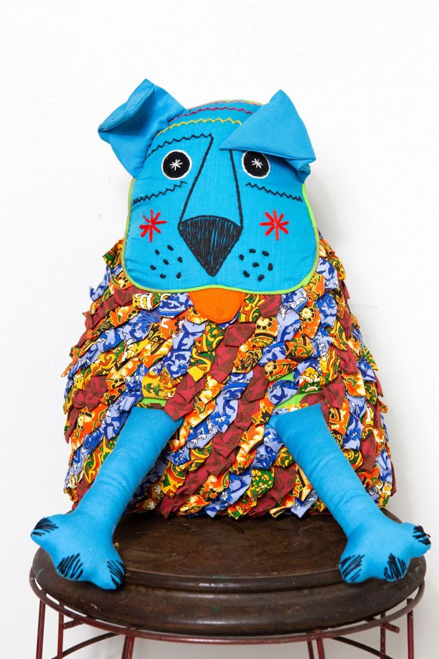 Vintage Embroidered Patchwork Blue Dog Pillow Selected by SwaneeGRACE ...