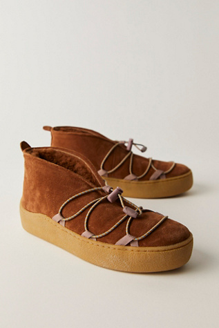 Snowdrop Micro Mukluk Boots By FP Collection At Free People In Burnt Caramel Suede, Size: US 8