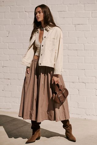 Lowen Midi Skirt By free-est At Free People In Dusted Cocoa, Size: Large