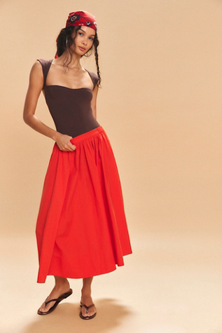 Lowen Midi Skirt By free-est At Free People In Cherry Tomato, Size: Medium