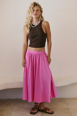 Lowen Midi Skirt by free-est at Free People in Pink, Size: XL