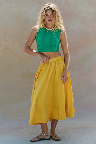 Lowen A-line Midi Skirt by free-est at Free People in Yellow, Size: L