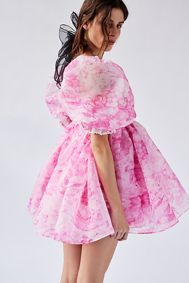 selkie pink dress Women's Asymmetrical Earthy Hues and Baby Dress, M velvet bow accents Selkie The Bebe Bloom Dress