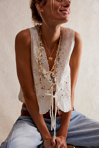 Single Strand Beaded Necklace at Free People in Fluorite