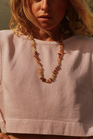 Single Strand Beaded Necklace at Free People in Red Agate