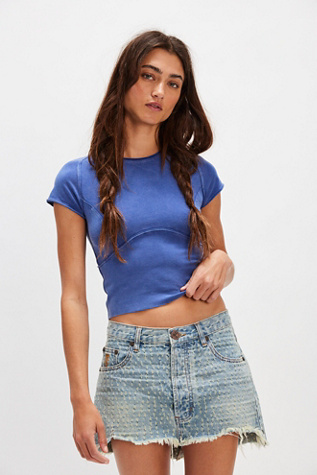 OneTeaspooon Junkyard Denim Mini Skirt by OneTeaspoon at Free People in Blue, Size: 28
