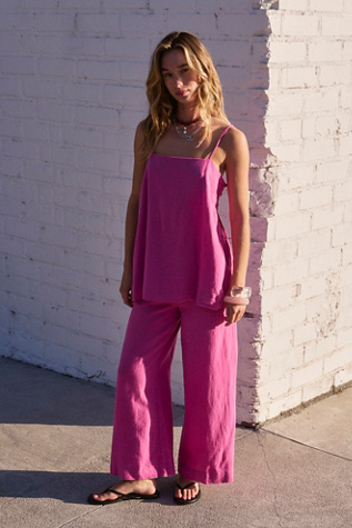 Sightseer Linen Co-Ord by free-est at Free People in Hibiscus Pink, Size: Small