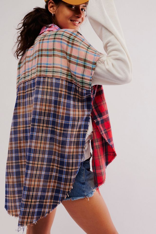 OneTeaspoon Mixed Flannel Cut Off Daria Shirt | Free People