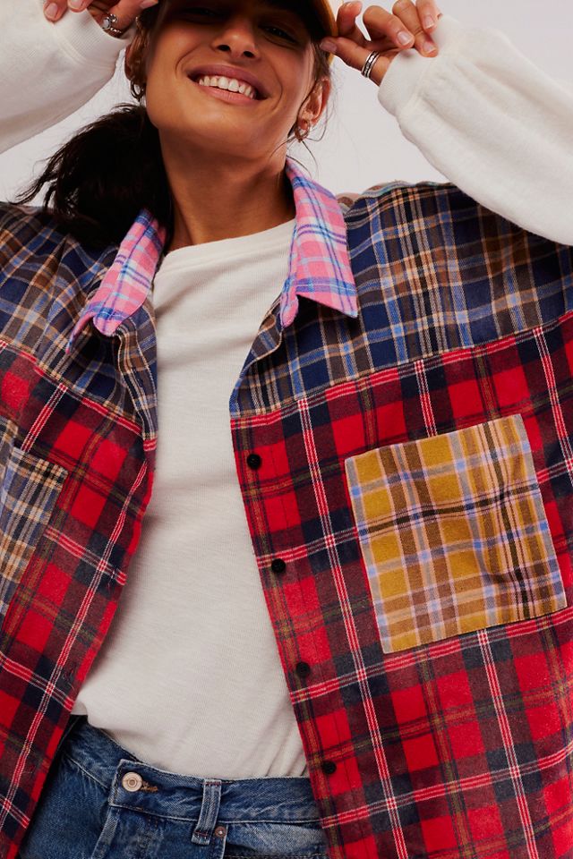 OneTeaspoon Mixed Flannel Cut Off Daria Shirt | Free People