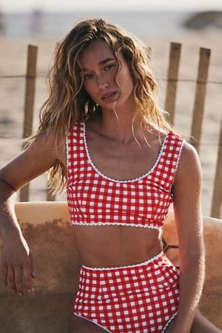 Hammies Surf Top at Free People in Red Gingham, Size: Large