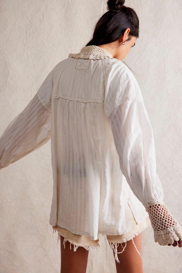Le Lis Women's Monteray Summers Crochet Long Sleeve Top in Cream - Size Xs