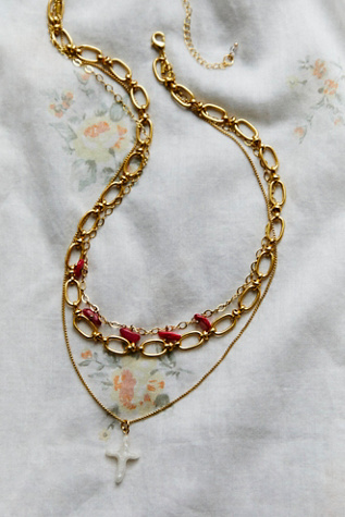 Lezlie Plated Layered Necklace at Free People in Gold