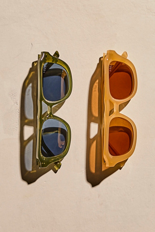Ruby Polarized Aviator Sunglasses at Free People in Lemon/Brown