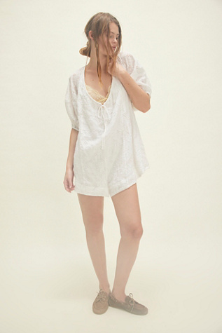 Bop Around Playsuit at Free People in Ivory, Size: XS