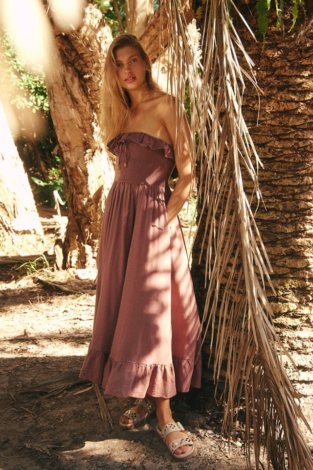 Lush Life Linen Strapless Midi Dress #2