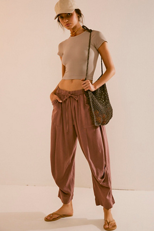 Take Me With You Linen Trousers by free-est at Free People in Brown, Size: XS