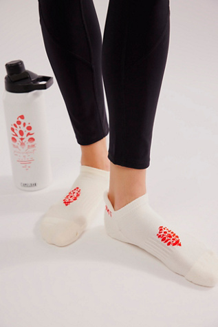 Relay Cushion Ankle Socks by FP Movement at Free People, Ivory/Red