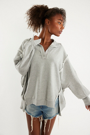 We The Free Camden Henley Sweatshirt at Free People in Heather Grey, Size: XL