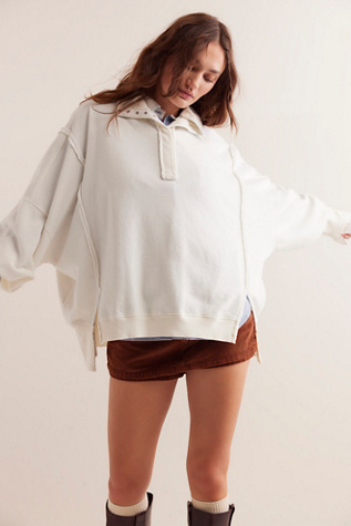 We The Free Camden Henley Sweatshirt At Free People In Optic White, Size: Medium