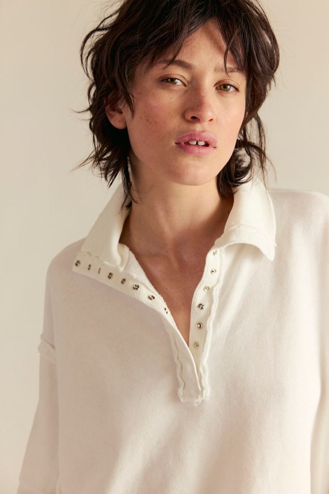フリーピープル Free People Camden Henley レディース Sweaters Navy Camden Henley in Optic White & Navy | Free People | J. Longs