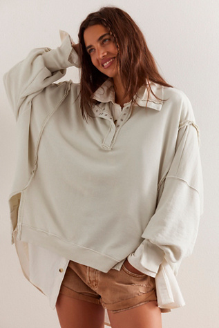 We The Free Camden Henley Sweatshirt At Free People In Grey Opal, Size: XS