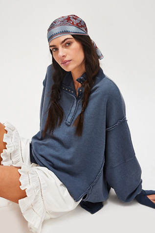 We The Free Camden Henley Sweatshirt at Free People in Navy, Size: Medium