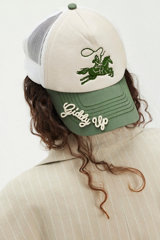 Giddy Up Trucker Hat by Understated Leather at Free People in Green