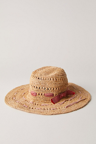 Sand Dune Cocos Hat by Lorna Murray at Free People in Tan/Pink