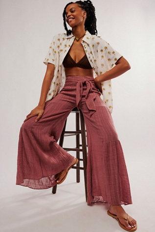 FP One Good Day Wide-Leg Trousers at Free People in Wine, Size: Large