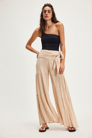 FP One Good Day Wide-Leg Trousers At Free People In Sand, Size: Large