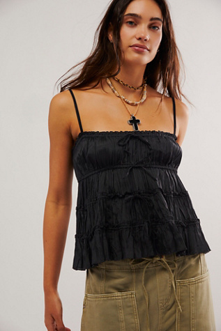 FP One Matilda Tie Tank Top at Free People in Black Combo, Size: Small