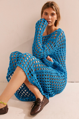 Sahara Sweater Midi by free-est at Free People in Malibu Blue, Size: Medium