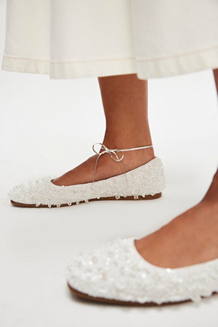 Weekends Out Embellished Flats by FP Collection at Free People in White, Size: US 8