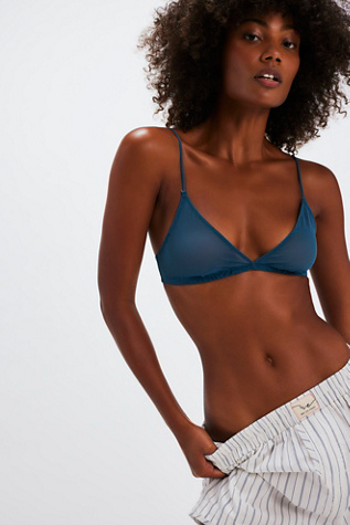 Mesh Triangle Bralette by Intimately at Free People in Ink Blue, Size: Small