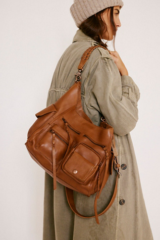 We The Free Ledger Leather Bag At Free People In Saddle