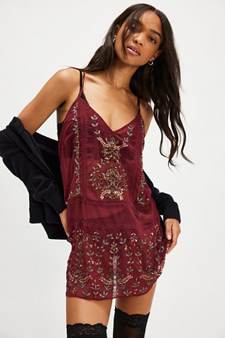 Free People She swings buy trapeze lace dress slip M