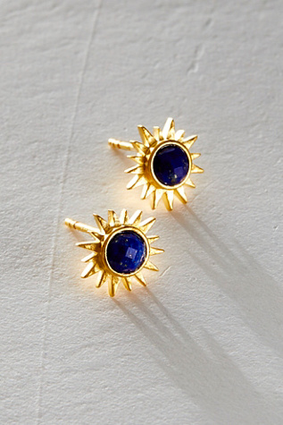 Satya Jewelry Light Seeker Stud Earrings at Free People in Blue