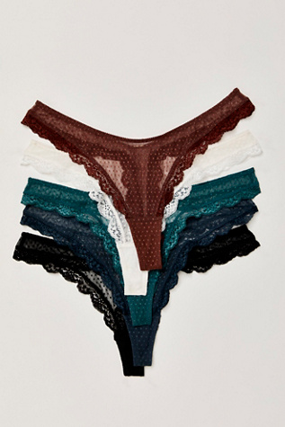 Midweek Thong 5-Pack Bundle by Intimately at Free People, Size: Small