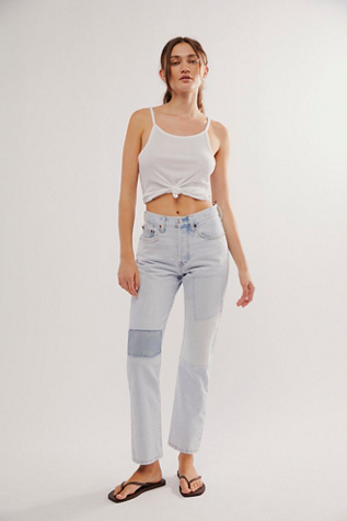 Jeans Levi's 501 Crop Patchwork - Taille 29 - Patchwork Multicolore, Boutons, Coupe Relaxed - Occasion Très Bon état, Lavage Main