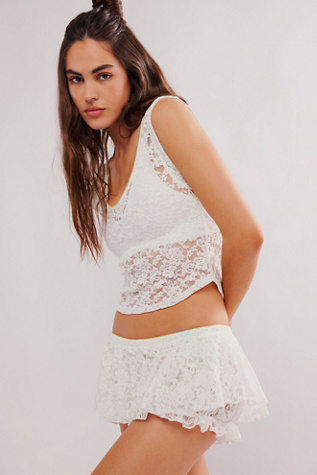 All Day Lace Bloomies by Intimately at Free People in Bright White Combo, Size: Large