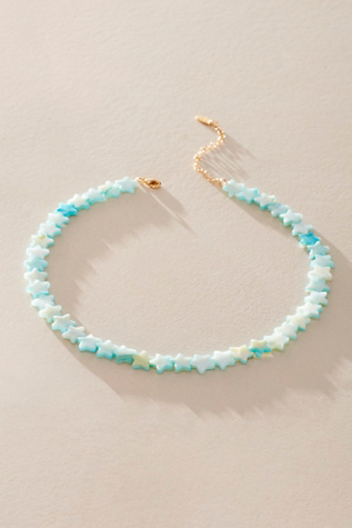 Shell Star Short Necklace at Free People in Sky Blue