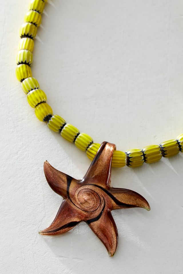 Beaded Glass Pendant Necklace #2