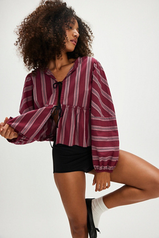 Brunch Babe Blouse at Free People in Berry Bliss Combo, Size: Medium