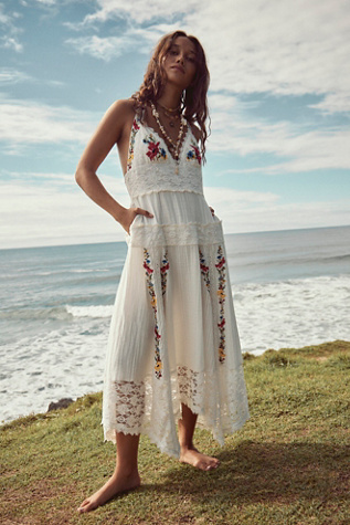 Keila Midi Dress at Free People in Ivory, Size: Large