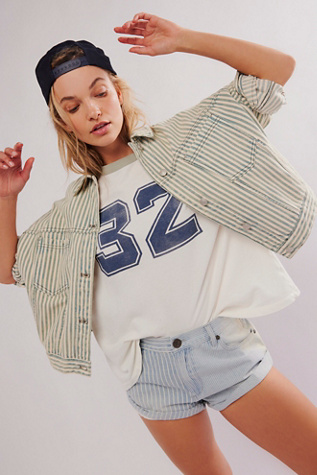 We The Free Opal Swing Railroad Jacket at Free People in Green Stripe, Size: Large