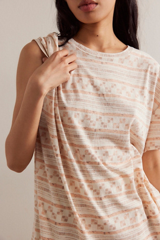 We The Free Nina Printed Tee at Free People in Taupe, Size: Large