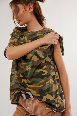 We The Free Nina Printed Tee at Free People in Camo, Size: Large