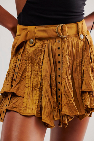 Rue Mini Skirt at Free People in Golden Brown, Size: Large