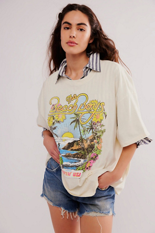 Daydreamer The Beach Boys Surfin' USA Tee at Free People in Stone Vintage