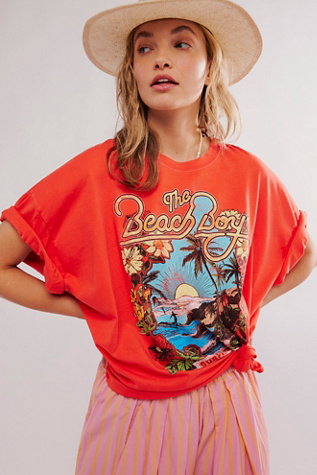 Daydreamer The Beach Boys Surfin' USA Tee at Free People in Radiant Watermelon